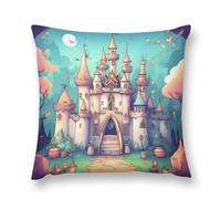 LLUTSNTH Classical Castle Throw Pillow Cover 12 "x12, Cute Cushion Cover Decorative Pillow Case with Invisible Zipper - Plush Farmhouse Fall Decor Pillowcase for Couch, Sofa, Bedroom