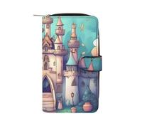 LLUTSNTH Classical Castle Travel Wallet Slim Leather Wallets Clutch Organizer Purse Coin Pocket for Men Women