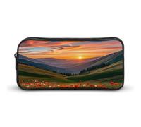 LLUTSNTH Cloud Garden at Sunset Pencil Case - Large Capacity Pencil Pouch Aesthetic Makeup Bag with Zipper for Stationery, Art Supplies, Travel Essentials