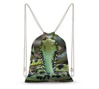 LLUTSNTH Cobra Snake Drawstring Backpack for Women - Large Canvas Sackpack, Gym Sport Travel Bag, Drawstring Bags