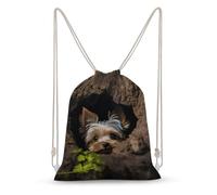 LLUTSNTH Cobra Snake Drawstring Backpack for Women - Large Canvas Sackpack, Gym Sport Travel Bag, Drawstring Bags, A Little Yorkshire Terrier, 35x50cm, Travel Backpacks