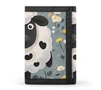 LLUTSNTH Cobra Snake Trifold Wallet for Men - Slim 8 Card Slots, Zipper Coin Purse Money Clip, Cash Compartment, Cartoon Black White Sheep, One Size, Modern