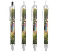 LLUTSNTH Colorful Butterfly Ballpoint Pens Black Medium Point 0.55mm Ball Point Pen Retractable Office Pens with Super Soft Grip Writing Ink Pen for Men Women 4 PCS