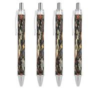 LLUTSNTH Colorful Butterfly Pattern Ballpoint Pens Black Medium Point 0.55mm Ball Point Pen Retractable Office Pens with Super Soft Grip Writing Ink Pen for Men Women 4 PCS