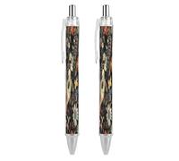 LLUTSNTH Colorful Butterfly Pattern Ballpoint Pens Black Medium Point 0.55mm Ball Point Pen Retractable Office Pens with Super Soft Grip Writing Ink Pen for Men Women 2 PCS