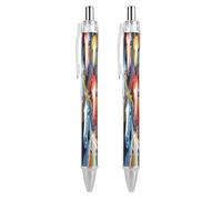 LLUTSNTH Colorful Cartoon Horses Ballpoint Pens Black Medium Point 0.55mm Ball Point Pen Retractable Office Pens with Super Soft Grip Writing Ink Pen for Men Women 2 PCS