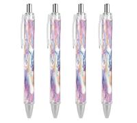 LLUTSNTH Colorful Cat Head Pattern Ballpoint Pens Black Medium Point 0.55mm Ball Point Pen Retractable Office Pens with Super Soft Grip Writing Ink Pen for Men Women 4 PCS