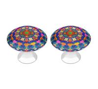 LLUTSNTH Colorful Mandala Cabinet Knobs 2 Pack Drawer Pulls Stainless Steel Dresser Knobs Rustic Decorative Cabinet Pull Easy Install Wardrobes Handle with Screws Door Handles Furniture Hardware