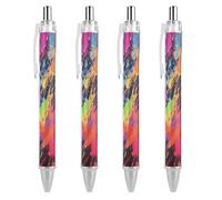 LLUTSNTH Colorful Paint Ballpoint Pens Black Medium Point 0.55mm Ball Point Pen Retractable Office Pens with Super Soft Grip Writing Ink Pen for Men Women 4 PCS