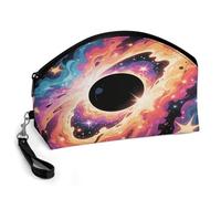 LLUTSNTH Comic Cosmos Travel Makeup Bag, Large Capacity Cosmetic Bag for Women, Waterproof PU Leather, Curved Portable Toiletry Bag for Skincare, Brushes & Travel Essentials