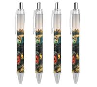 LLUTSNTH Company Farm Tractor Ballpoint Pens Black Medium Point 0.55mm Ball Point Pen Retractable Office Pens with Super Soft Grip Writing Ink Pen for Men Women 4 PCS