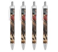 LLUTSNTH Cool Bull Riding Ballpoint Pens Black Medium Point 0.55mm Ball Point Pen Retractable Office Pens with Super Soft Grip Writing Ink Pen for Men Women 4 PCS