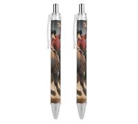 LLUTSNTH Cool Bull Riding Ballpoint Pens Black Medium Point 0.55mm Ball Point Pen Retractable Office Pens with Super Soft Grip Writing Ink Pen for Men Women 2 PCS