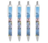 LLUTSNTH Cr herry Blossoms Ballpoint Pens Black Medium Point 0.55mm Ball Point Pen Retractable Office Pens with Super Soft Grip Writing Ink Pen for Men Women 4 PCS