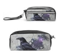 LLUTSNTH Crow on The Ground Pencil Case - Large Capacity Pen Pouch Aesthetic Makeup Bag with Zipper Leather Pencil Bag for Stationery, Art Supplies, Travel Essentials