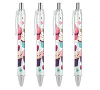 LLUTSNTH Cupcake Candy Hearts Sweet Ballpoint Pens Black Medium Point 0.55mm Ball Point Pen Retractable Office Pens with Super Soft Grip Writing Ink Pen for Men Women 4 PCS