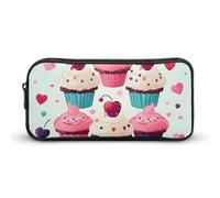 LLUTSNTH Cupcake Candy Hearts Sweet Pencil Case - Large Capacity Pencil Pouch Aesthetic Makeup Bag with Zipper for Stationery, Art Supplies, Travel Essentials