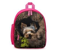 LLUTSNTH Cute Backpack A Little Yorkshire Terrier Casual Daypack Waterproof Lightweight Bookbag 12.6 Inch Zipper Bag, Pink, One Size