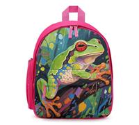 LLUTSNTH Cute Backpack Abstract Frog Casual Daypack Waterproof Lightweight Bookbag 12.6 Inch Zipper Bag, Pink, One size