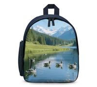 LLUTSNTH Cute Backpack Alpine Lake Casual Daypack Waterproof Lightweight Bookbag 12.6 Inch Zipper Bag, Blue, One size