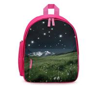 LLUTSNTH Cute Backpack Alpine Meadow Stars Casual Daypack Waterproof Lightweight Bookbag 12.6 Inch Zipper Bag, Pink, One size