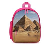 LLUTSNTH Cute Backpack Ancient Egypt Pyramid Casual Daypack Waterproof Lightweight Bookbag 12.6 Inch Zipper Bag, Pink, One Size