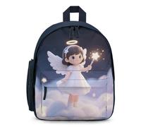 LLUTSNTH Cute Backpack Angelic Little Girl Casual Daypack Waterproof Lightweight Bookbag 12.6 Inch Zipper Bag, Blue, One size