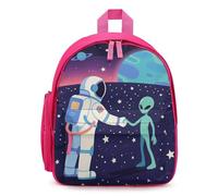 LLUTSNTH Cute Backpack Astronaut Meets Alien Casual Daypack Waterproof Lightweight Bookbag 12.6 Inch Zipper Bag, Pink, One size
