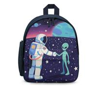 LLUTSNTH Cute Backpack Astronaut Meets Alien Casual Daypack Waterproof Lightweight Bookbag 12.6 Inch Zipper Bag, Blue, One size
