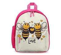 LLUTSNTH Cute Backpack Bee Love Honeys Casual Daypack Waterproof Lightweight Bookbag 12.6 Inch Zipper Bag, Pink, One size