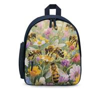 LLUTSNTH Cute Backpack Bees Casual Daypack Waterproof Lightweight Bookbag 12.6 Inch Zipper Bag, Blue, One size