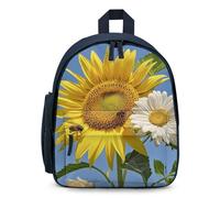 LLUTSNTH Cute Backpack Bees Sunflowers Daisy Rose Flowers Casual Daypack Waterproof Lightweight Bookbag 12.6 Inch Zipper Bag, Blue, One size
