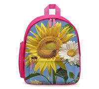 LLUTSNTH Cute Backpack Bees Sunflowers Daisy Rose Flowers Casual Daypack Waterproof Lightweight Bookbag 12.6 Inch Zipper Bag, Pink, One size