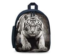LLUTSNTH Cute Backpack Black And White Tiger Casual Daypack Waterproof Lightweight Bookbag 12.6 Inch Zipper Bag, Blue, One size