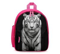 LLUTSNTH Cute Backpack Black And White Tiger Casual Daypack Waterproof Lightweight Bookbag 12.6 Inch Zipper Bag, Pink, One Size