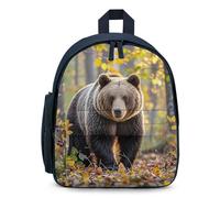 LLUTSNTH Cute Backpack Brown Bear in Autumn Casual Daypack Waterproof Lightweight Bookbag 12.6 Inch Zipper Bag, Blue, One size