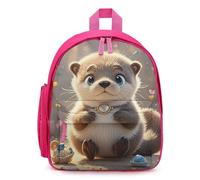 LLUTSNTH Cute Backpack Cartoon Cute Otter Casual Daypack Waterproof Lightweight Bookbag 12.6 Inch Zipper Bag, Pink, One size