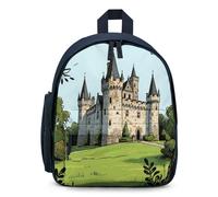 LLUTSNTH Cute Backpack Castle Casual Daypack Waterproof Lightweight Bookbag 12.6 Inch Zipper Bag, Blue, One size