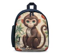 LLUTSNTH Cute Backpack Chinese Style Monkey Casual Daypack Waterproof Lightweight Bookbag 12.6 Inch Zipper Bag, Blue, One size