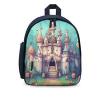 LLUTSNTH Cute Backpack Classical Castle Casual Daypack Waterproof Lightweight Bookbag 12.6 Inch Zipper Bag, Blue, One size