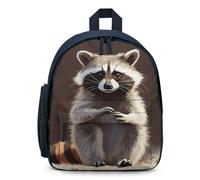 LLUTSNTH Cute Backpack Cute Raccoon Casual Daypack Waterproof Lightweight Bookbag 12.6 Inch Zipper Bag, Blue, One size