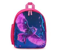 LLUTSNTH Cute Backpack Cyber Owl Casual Daypack Waterproof Lightweight Bookbag 12.6 Inch Zipper Bag, Pink, One size