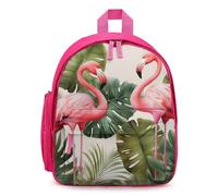 LLUTSNTH Cute Backpack Flamingo Palm Trees Leaf Casual Daypack Waterproof Lightweight Bookbag 12.6 Inch Zipper Bag, Pink, One Size