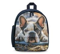 LLUTSNTH Cute Backpack French Bulldog Dog Cute Casual Daypack Waterproof Lightweight Bookbag 12.6 Inch Zipper Bag, Blue, One size