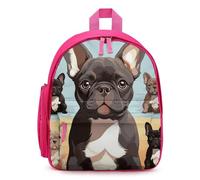 LLUTSNTH Cute Backpack French Bulldog Dog Cute Casual Daypack Waterproof Lightweight Bookbag 12.6 Inch Zipper Bag, Pink, One size