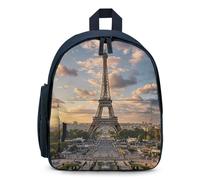 LLUTSNTH Cute Backpack French Paris Tour Eiffel Tower Casual Daypack Waterproof Lightweight Bookbag 12.6 Inch Zipper Bag, Blue, One Size