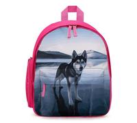 LLUTSNTH Cute Backpack Husky Dog on A Frozen Lake Casual Daypack Waterproof Lightweight Bookbag 12.6 Inch Zipper Bag, Pink, One size