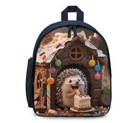 LLUTSNTH Cute Backpack Little Hedgehog in The Candy House Casual Daypack Waterproof Lightweight Bookbag 12.6 Inch Zipper Bag, Blue, One size