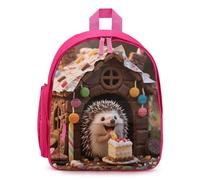 LLUTSNTH Cute Backpack Little Hedgehog in The Candy House Casual Daypack Waterproof Lightweight Bookbag 12.6 Inch Zipper Bag, Pink, One size