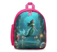 LLUTSNTH Cute Backpack Mermaid in Underwater Palace Casual Daypack Waterproof Lightweight Bookbag 12.6 Inch Zipper Bag, Pink, One size